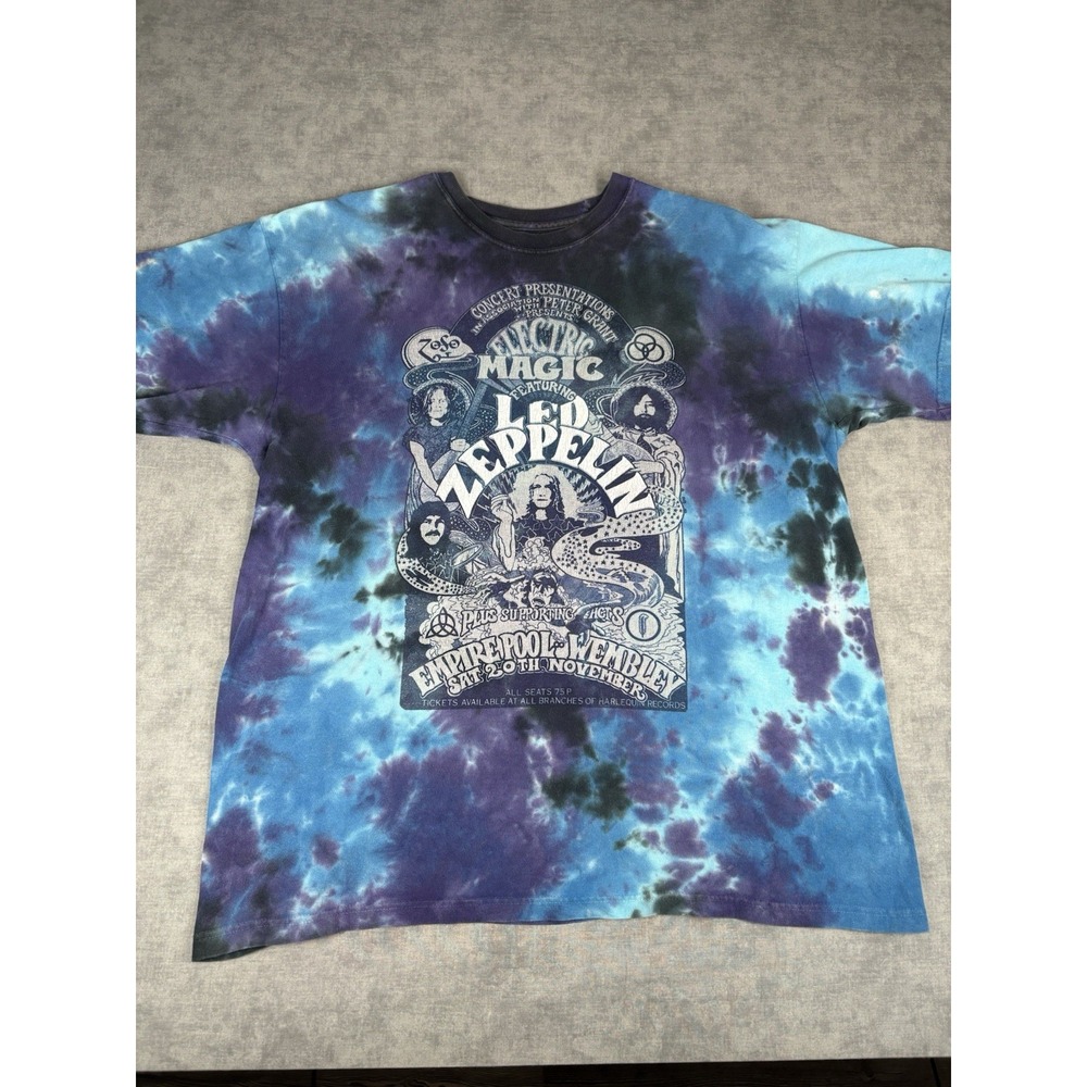 Led Zeppelin Electric Magic Tie Dye T Shirt Adult L Blue Purple Rock Band